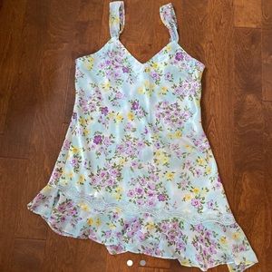 Vintage silky floral short dress